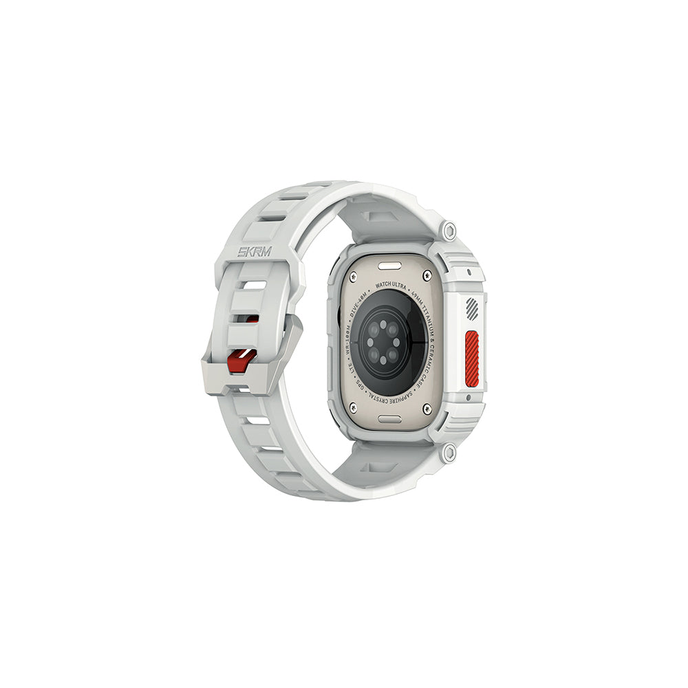 Apple Watch Ultra 49mm Skinarma Mecha 2in1 TPU Kasa Koruyucu + Silikon Kordon Siyah