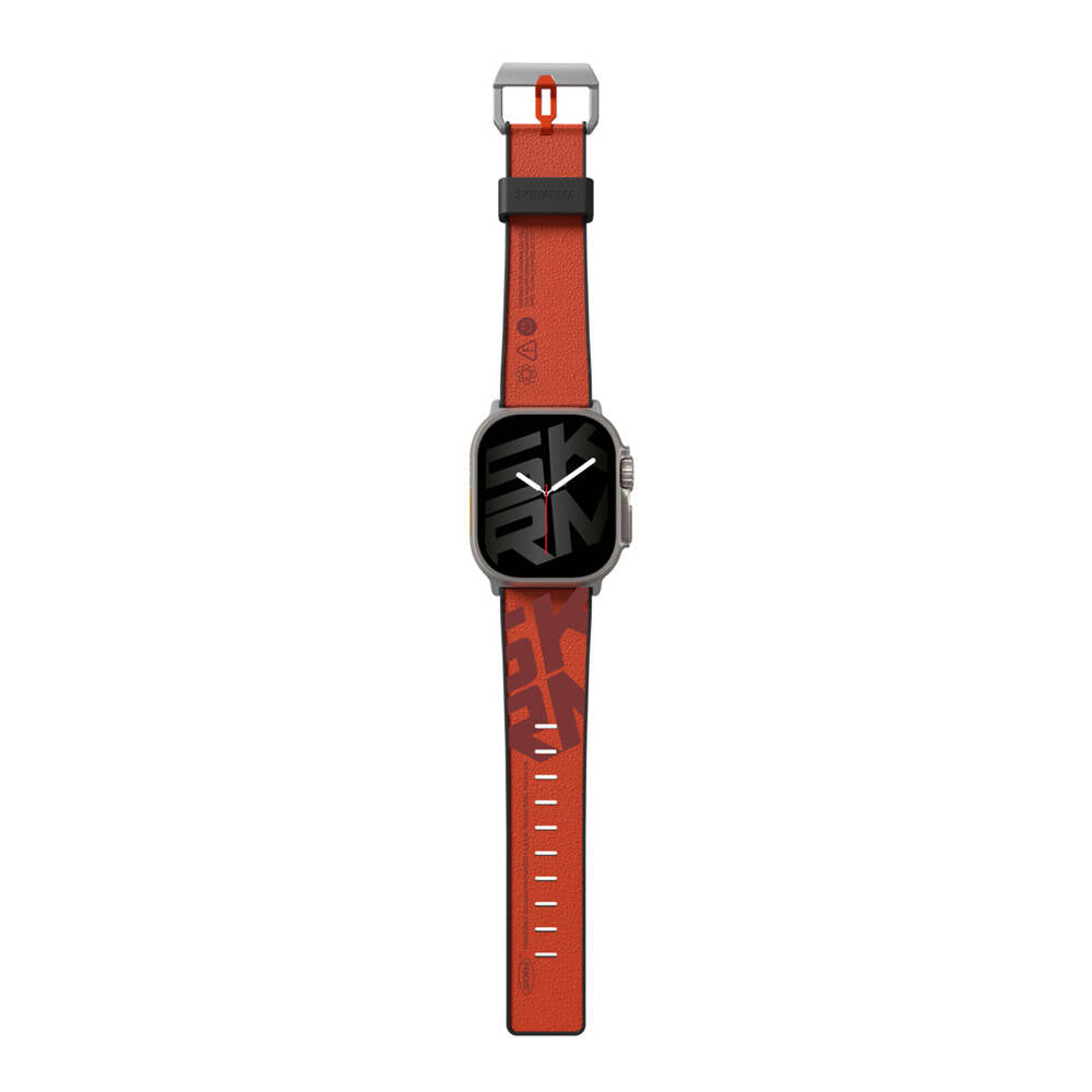 Apple Watch Ultra 49mm SkinArma Spunk Serisi PU Deri Kordon Turuncu