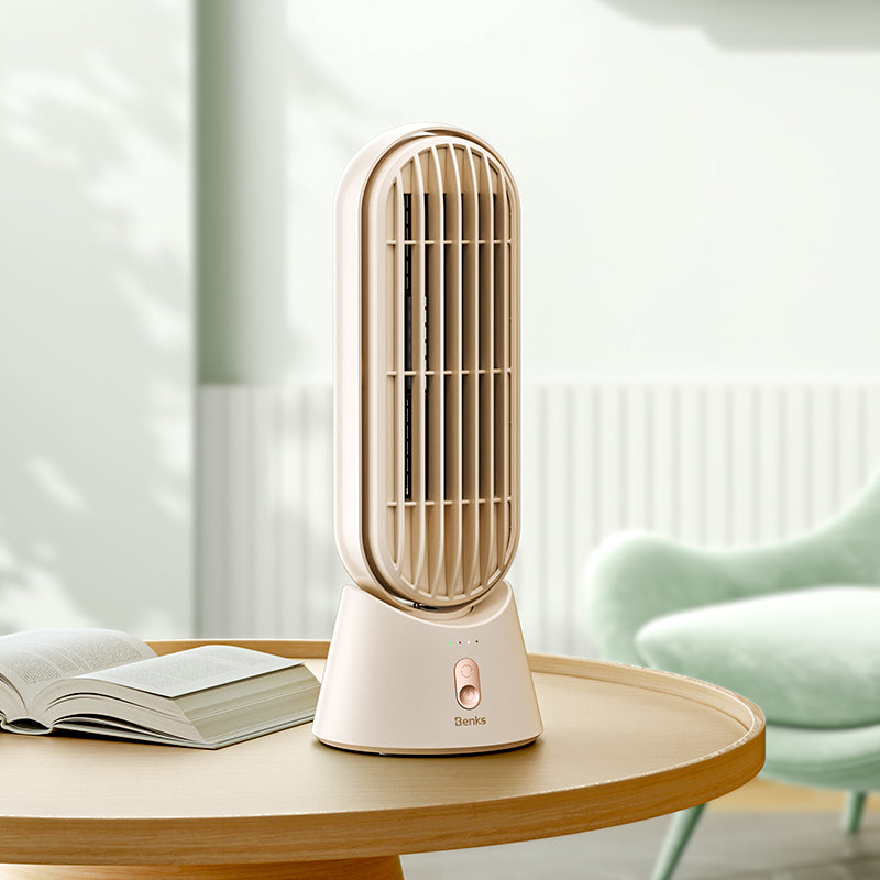 Benks Ace Tower F25 Taşınabilir Şarjlı LED Işık Göstergeli Masaüstü Soğutucu Fan Krem