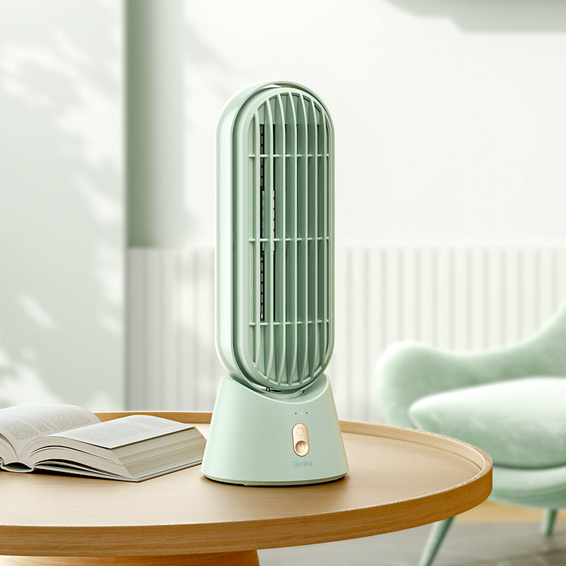 Benks Ace Tower F25 Taşınabilir Şarjlı LED Işık Göstergeli Masaüstü Soğutucu Fan Krem