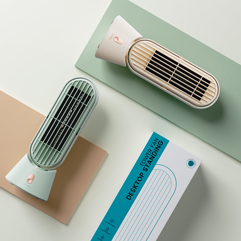 Benks Ace Tower F25 Taşınabilir Şarjlı LED Işık Göstergeli Masaüstü Soğutucu Fan Yeşil