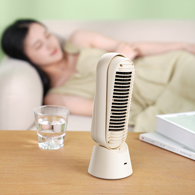 Benks Ace Tower F25 Taşınabilir Şarjlı LED Işık Göstergeli Masaüstü Soğutucu Fan Krem