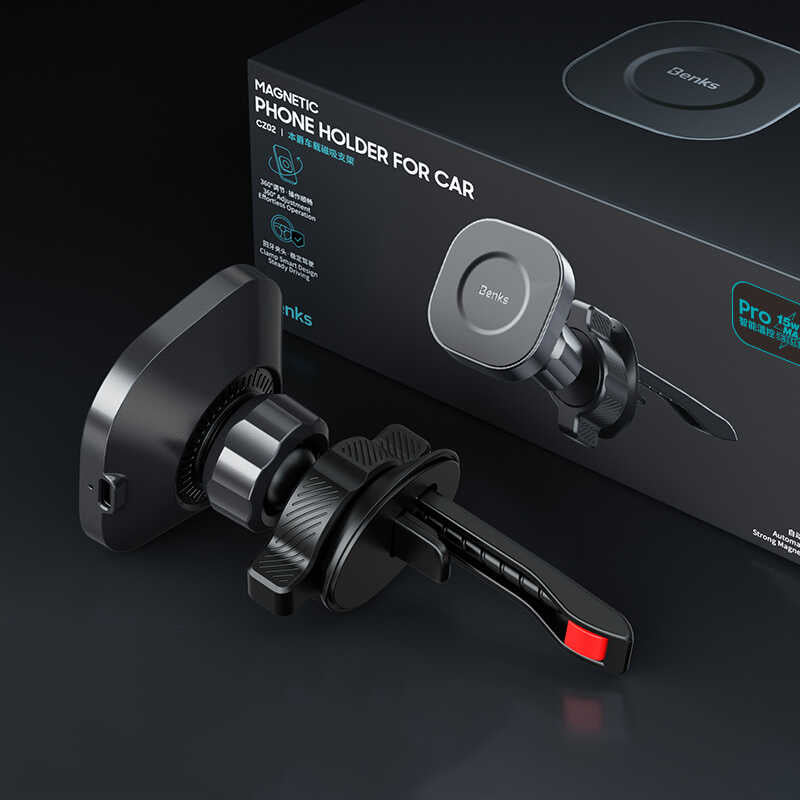 Benks CZ02 Pro Wireless Şarjlı Araç Telefon Tutucu Siyah