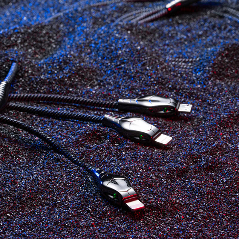 Benks D27 3 in 1 Snake Lightning+Lightning+Micro Kablo 1.5M Gri