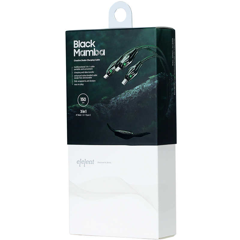 Benks D27 3 in 1 Snake Lightning+Lightning+Type-C Kablo 1.5M Gri