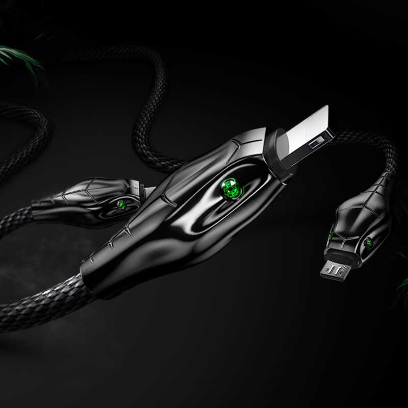 Benks D27 3 in 1 Snake Lightning+Micro+Type-C Kablo 1.5M Gri