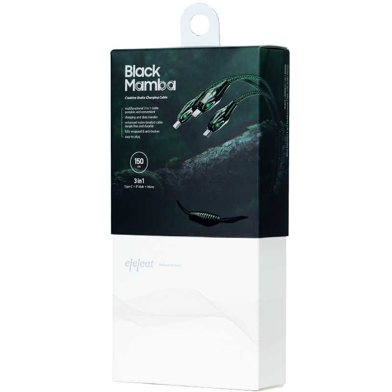 Benks D27 3 in 1 Snake Lightning+Micro+Type-C Kablo 1.5M Gri