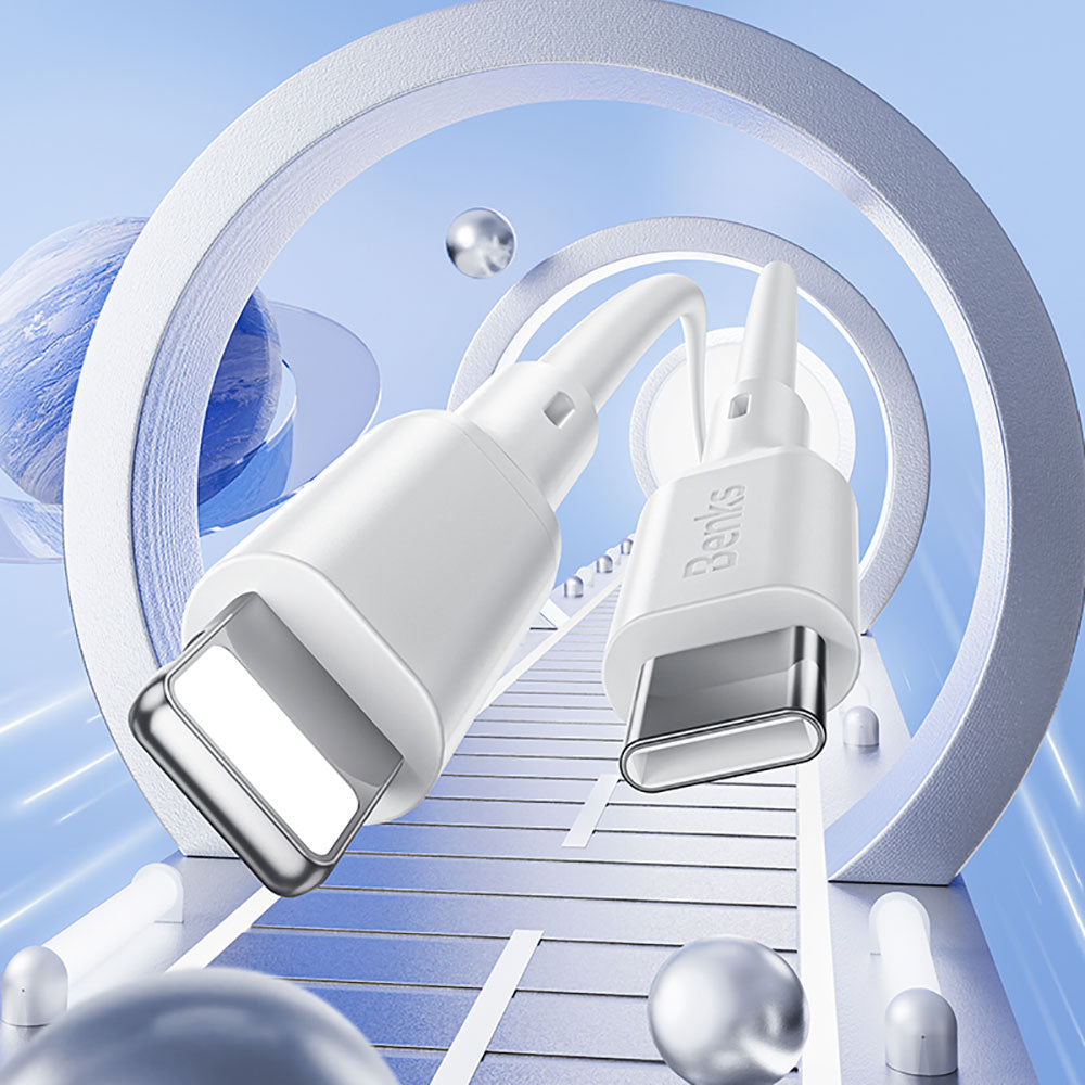 Benks D45 Type-C to Lightning PD Hızlı Şarj ve Data Kablo 480Mbps 1.2 Metre Beyaz