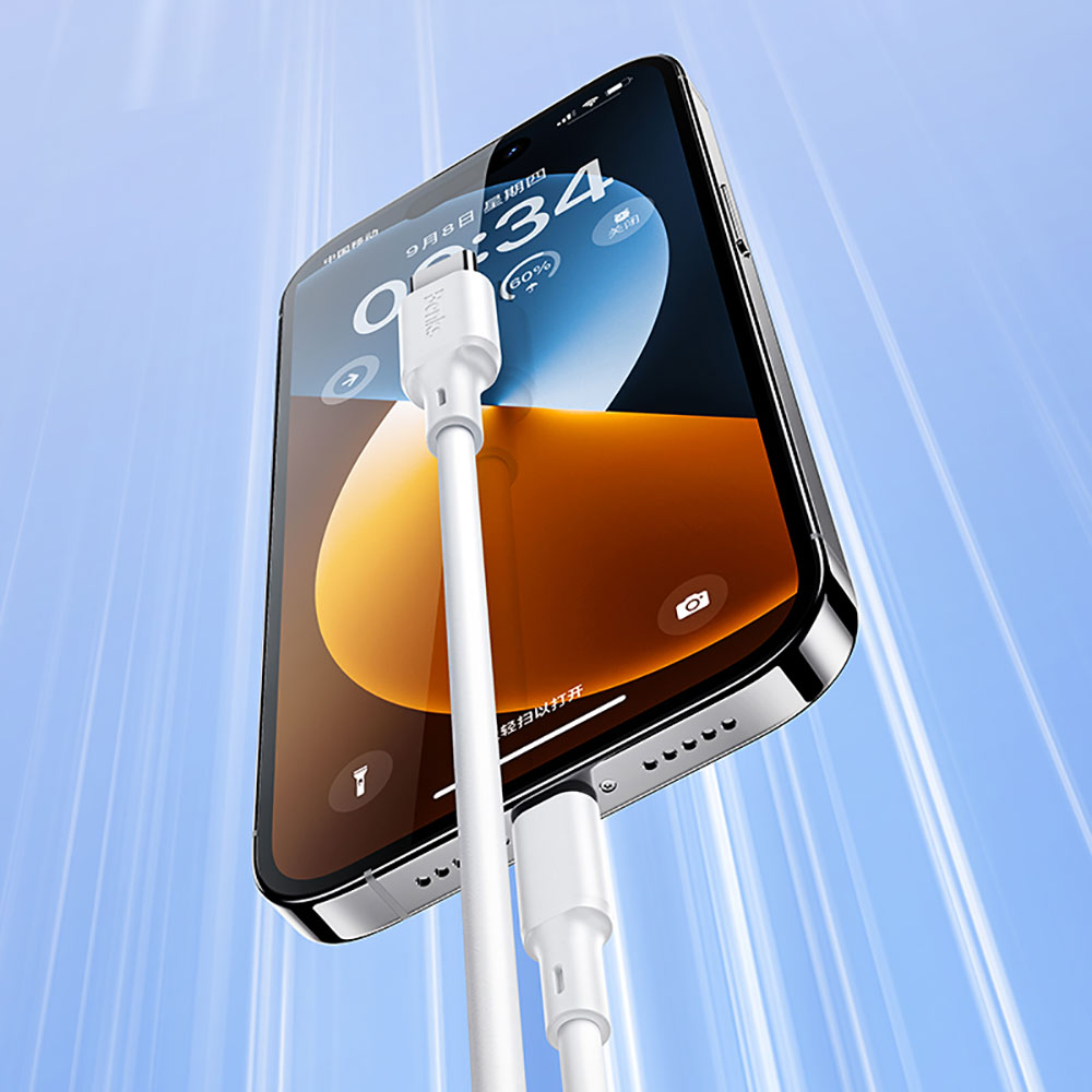 Benks D45 USB-A to Lightning Hızlı Şarj ve Data Kablo 1.2 Metre Beyaz