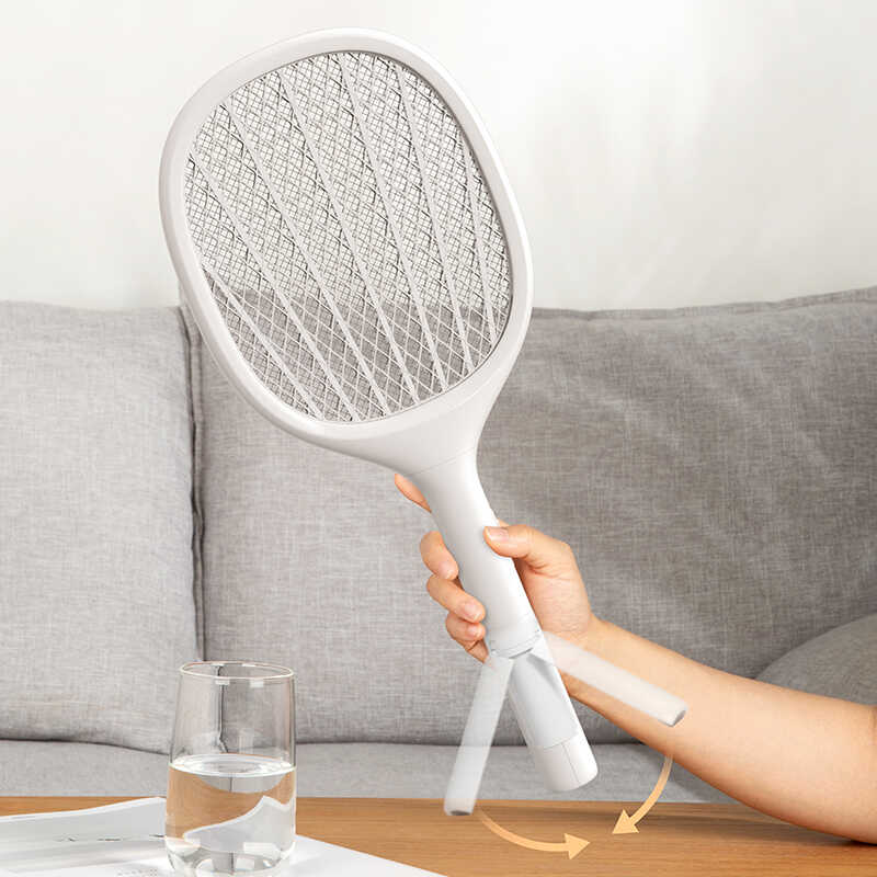 Benks DW01 Elektrikli Standlı Işıklı Sinek Kovucu Raket Beyaz