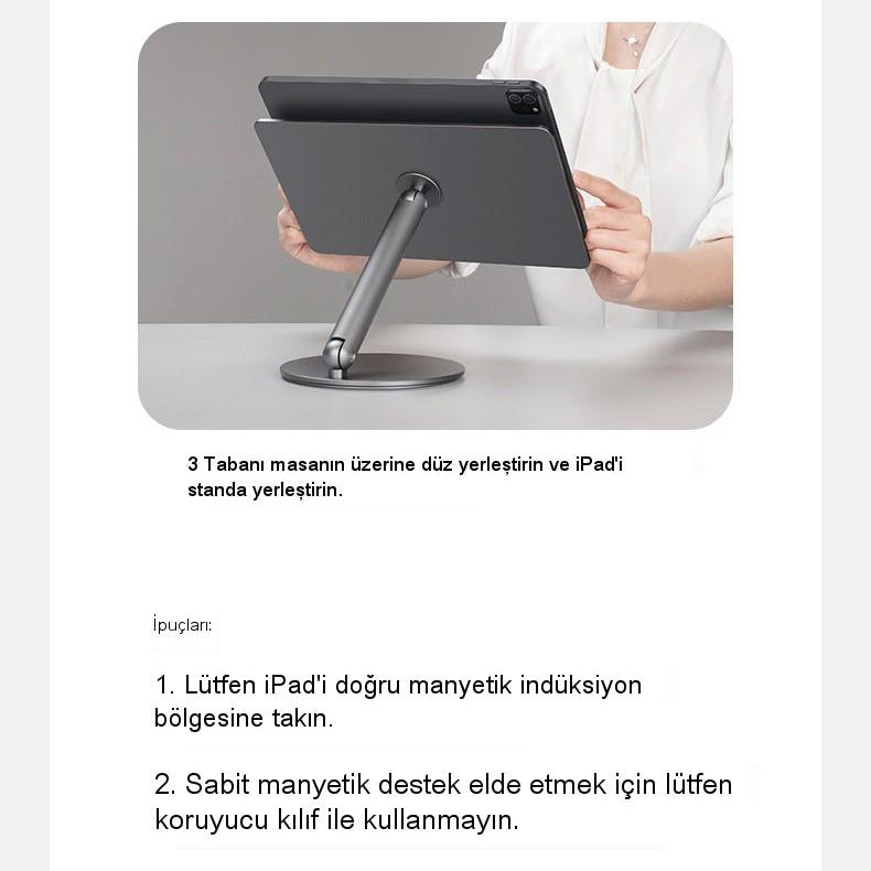 Benks L43 İnfinity Pro Pad 360 Dönebilen Mıknatıslı 12.9 İnç Tablet Standı Gri