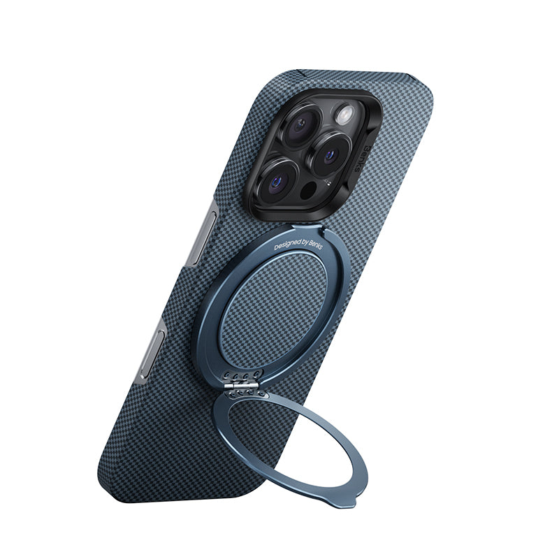 Benks L52 Magnetik 360 Derece Dönebilen ArmorTint Kevlar Tasarımlı Parmak Ring Stand Mavi