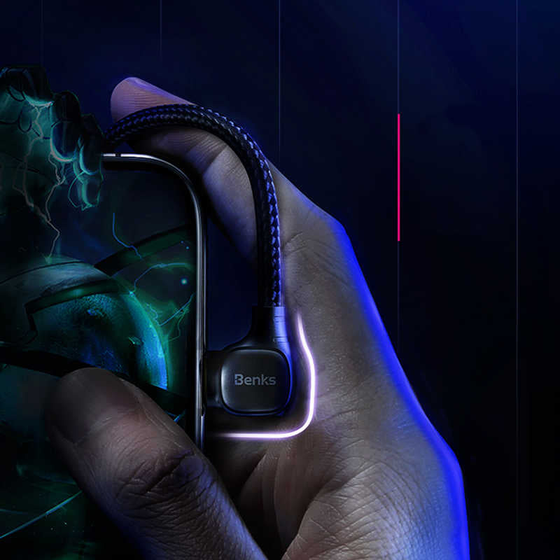 Benks M15 MFI Dual Right-Angle Fast Charging Kablo Siyah