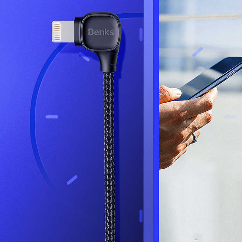 Benks M15 MFI Dual Right-Angle Fast Charging Kablo Siyah