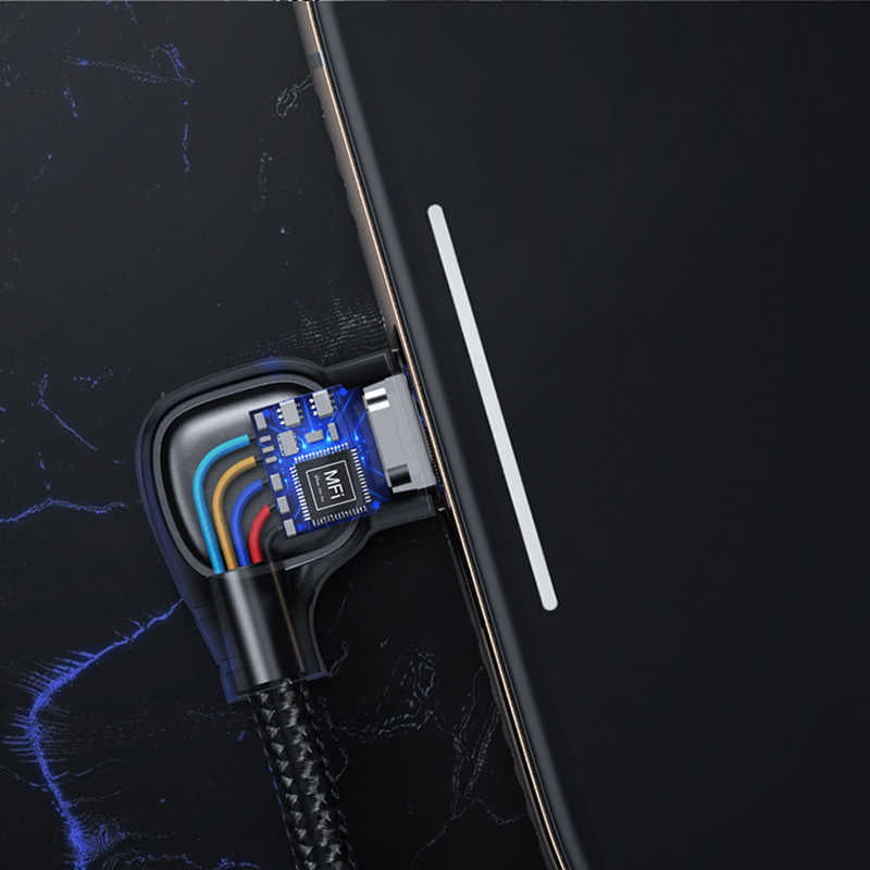 Benks M15 MFI Dual Right-Angle Fast Charging Kablo Siyah