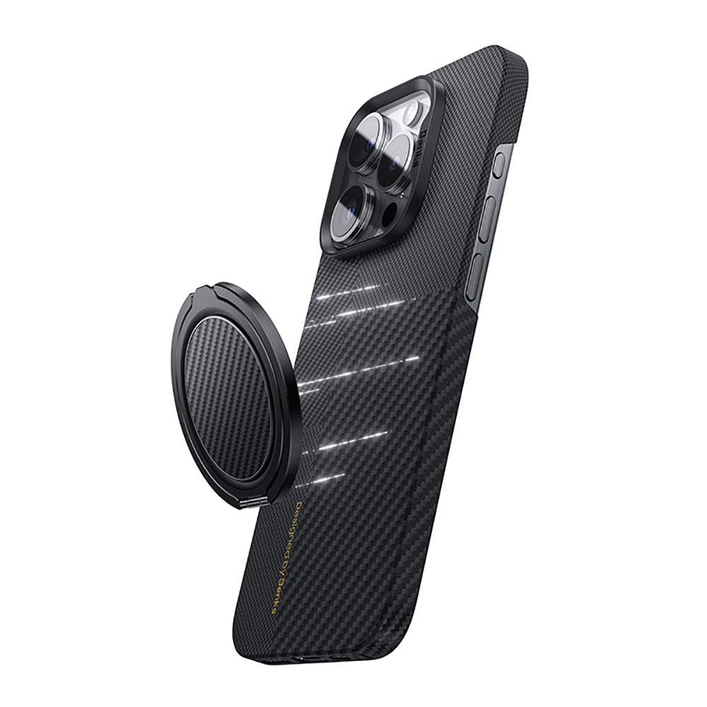 Benks Magnetik Özellikli 360 Derece Dönebilen Aurora Green Kevlar Tasarımlı Parmak Ring Stand Siyah