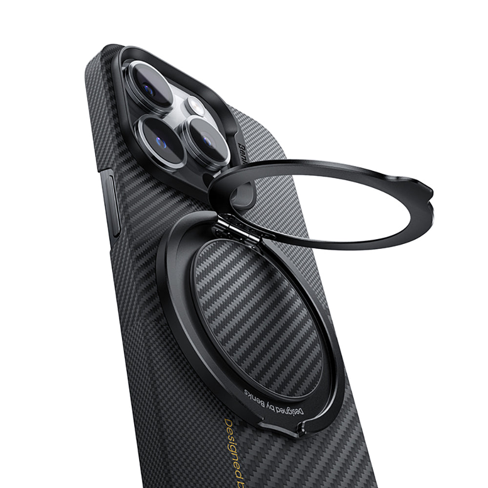 Benks Magnetik Özellikli 360 Derece Dönebilen Karbon Fiber Tasarımlı 600D Parmak Ring Stand Siyah