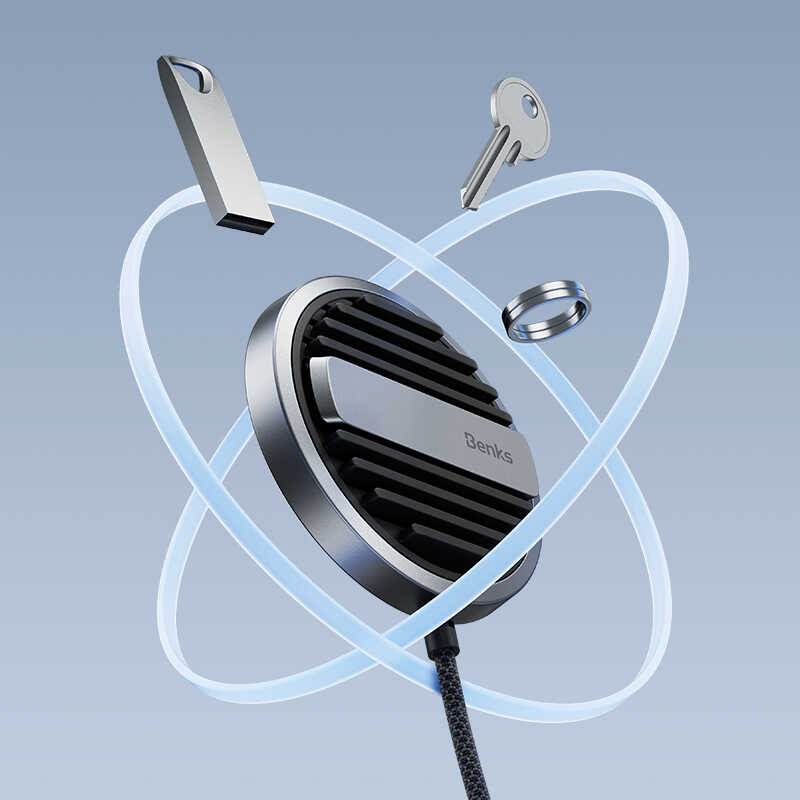 Benks MFM01 MFI Sertifikalı Standlı 15W Hızlı Şarj Özellikli M-safe PD Wireless Şarj Aleti Siyah