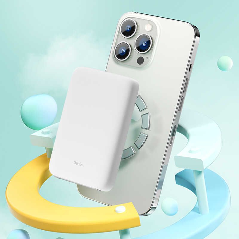 Benks MP06 15W M-safe Magnetik Slim Powerbank 10000 Mah iPhone 12-13-14 Serisi Yeşil