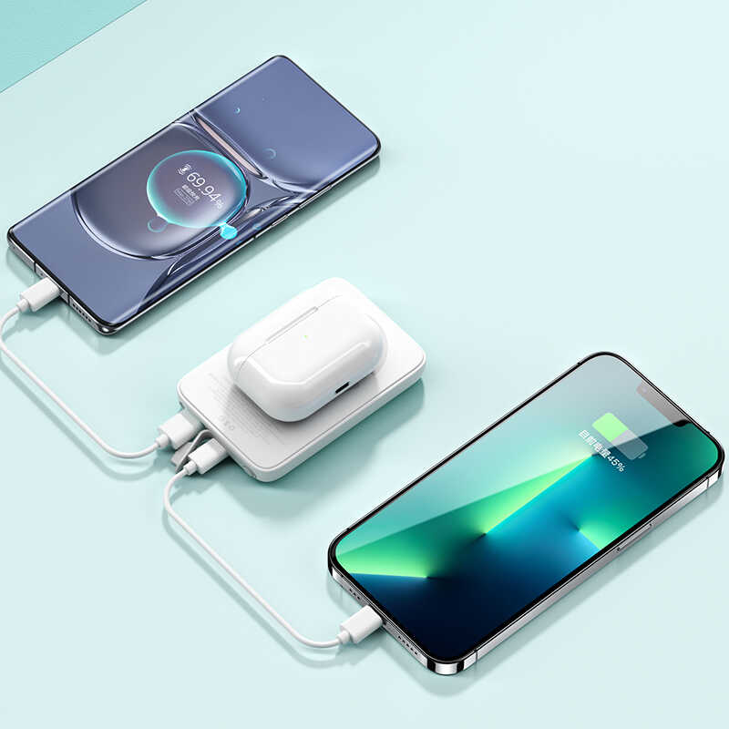 Benks MP06 15W M-safe Magnetik Slim Powerbank 10000 Mah iPhone 12-13-14 Serisi Yeşil