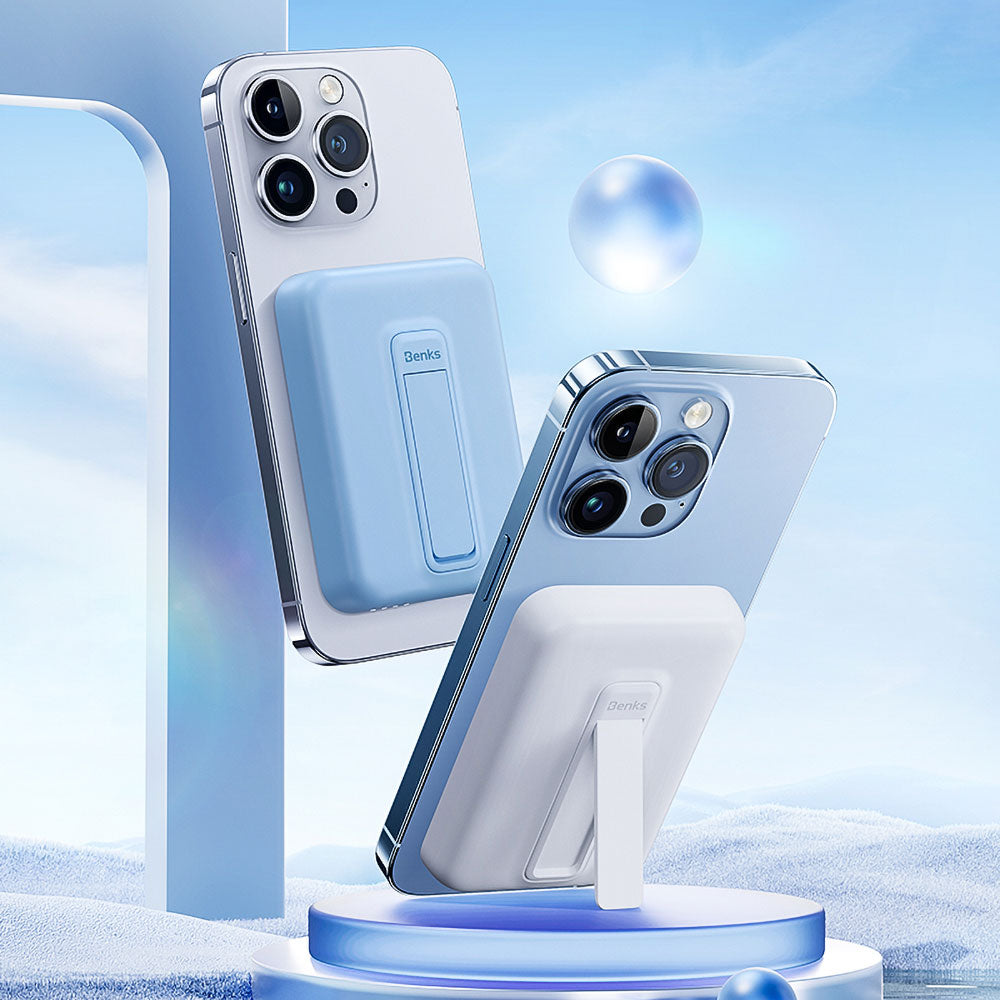 Benks MP09 M-safe Magnetik Standlı İnce Tasarımlı Powerbank 6000mAh Mavi