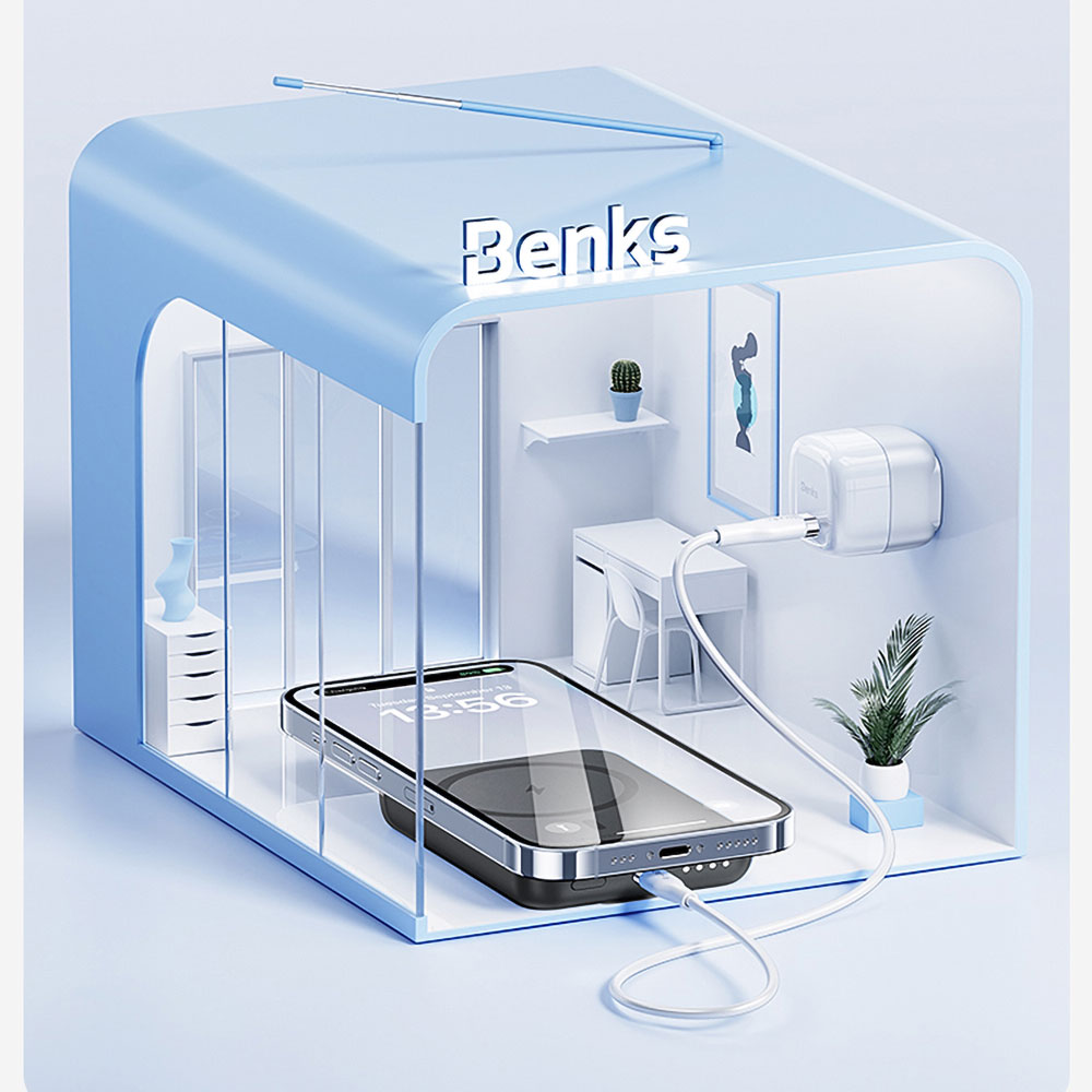 Benks MP09 M-safe Magnetik Standlı İnce Tasarımlı Powerbank 6000mAh Mavi