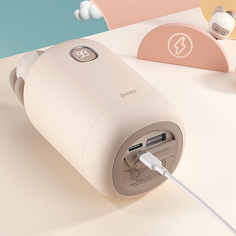 Benks NS03 Dijital Ekran El Isıtıcı Özellikli Aroma Kokulu Powerbank 15W 10000mAh Beyaz
