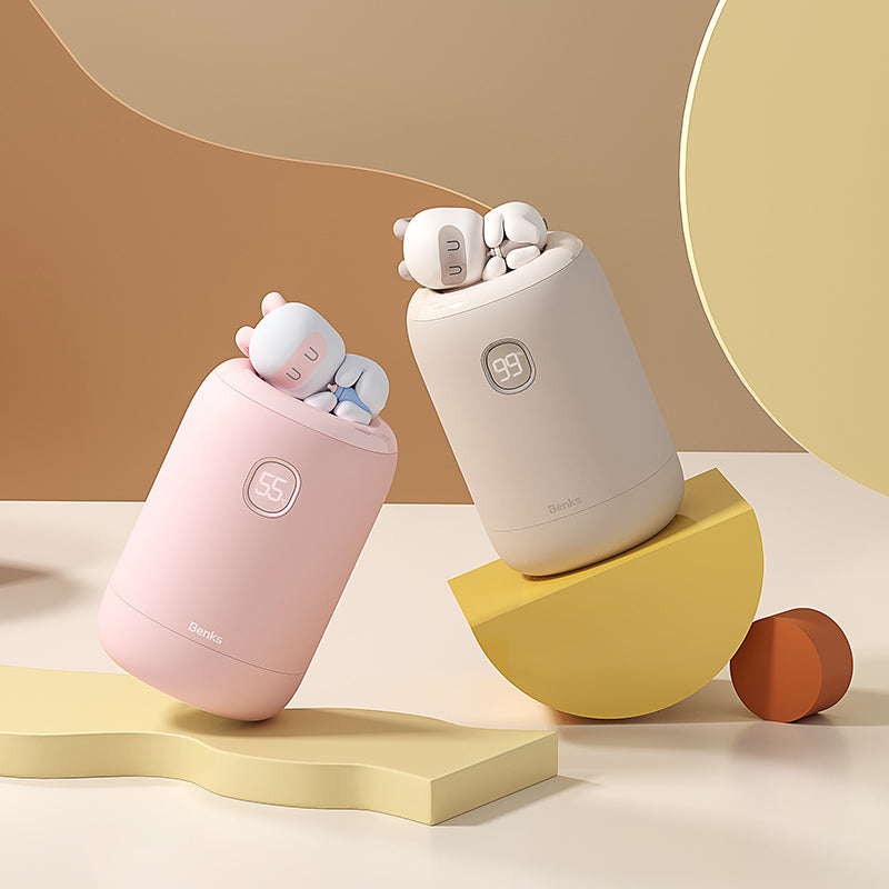 Benks NS03 Dijital Ekran El Isıtıcı Özellikli Aroma Kokulu Powerbank 15W 10000mAh Pembe