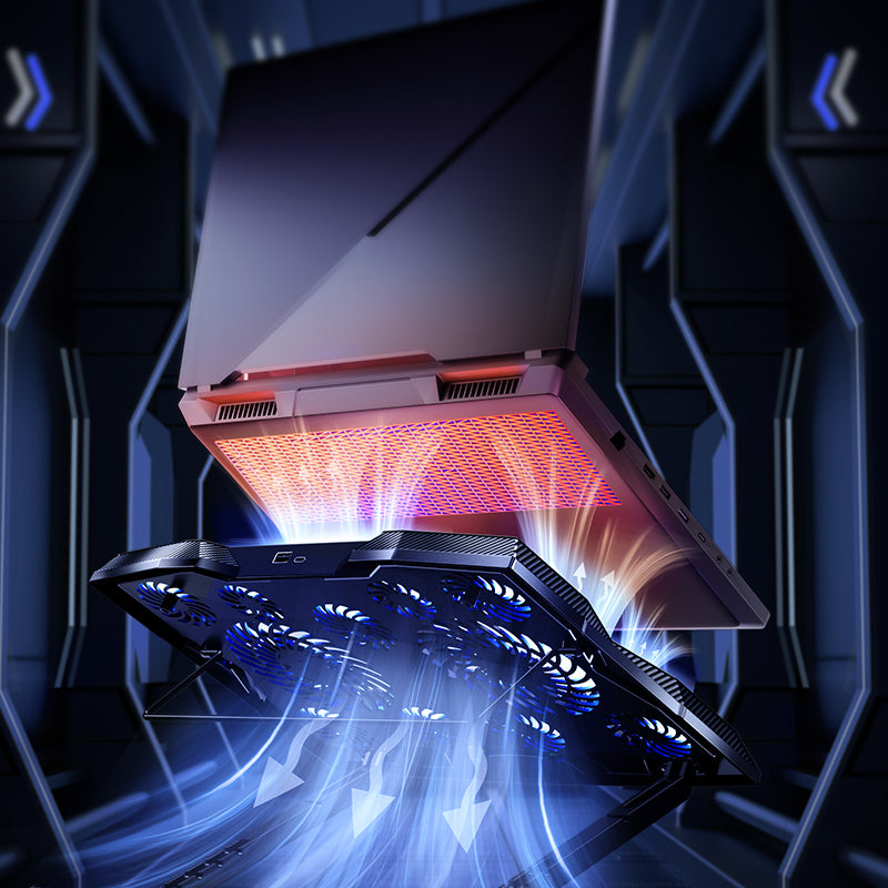 Benks SR08 11 Fanlı RGB Led Işıklı Soğutucu Laptop Standı Siyah