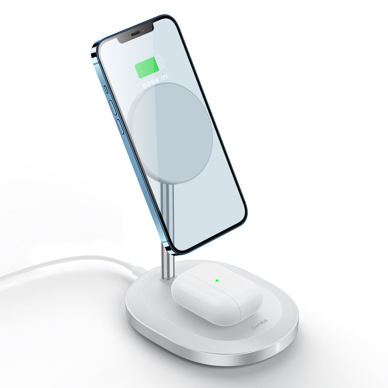 Benks W08 2 in 1 Dual Kablosuz Şarj Standı Siyah