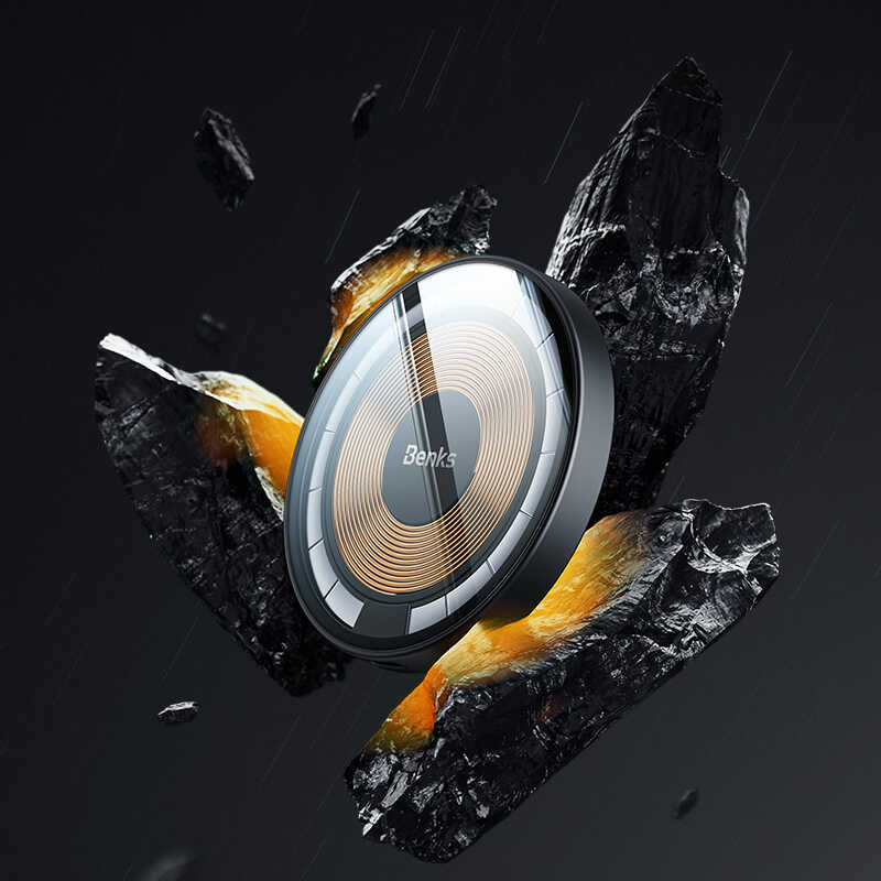 Benks W09 Şeffaf Görünümlü M-safe Wireless Şarj Aleti Siyah