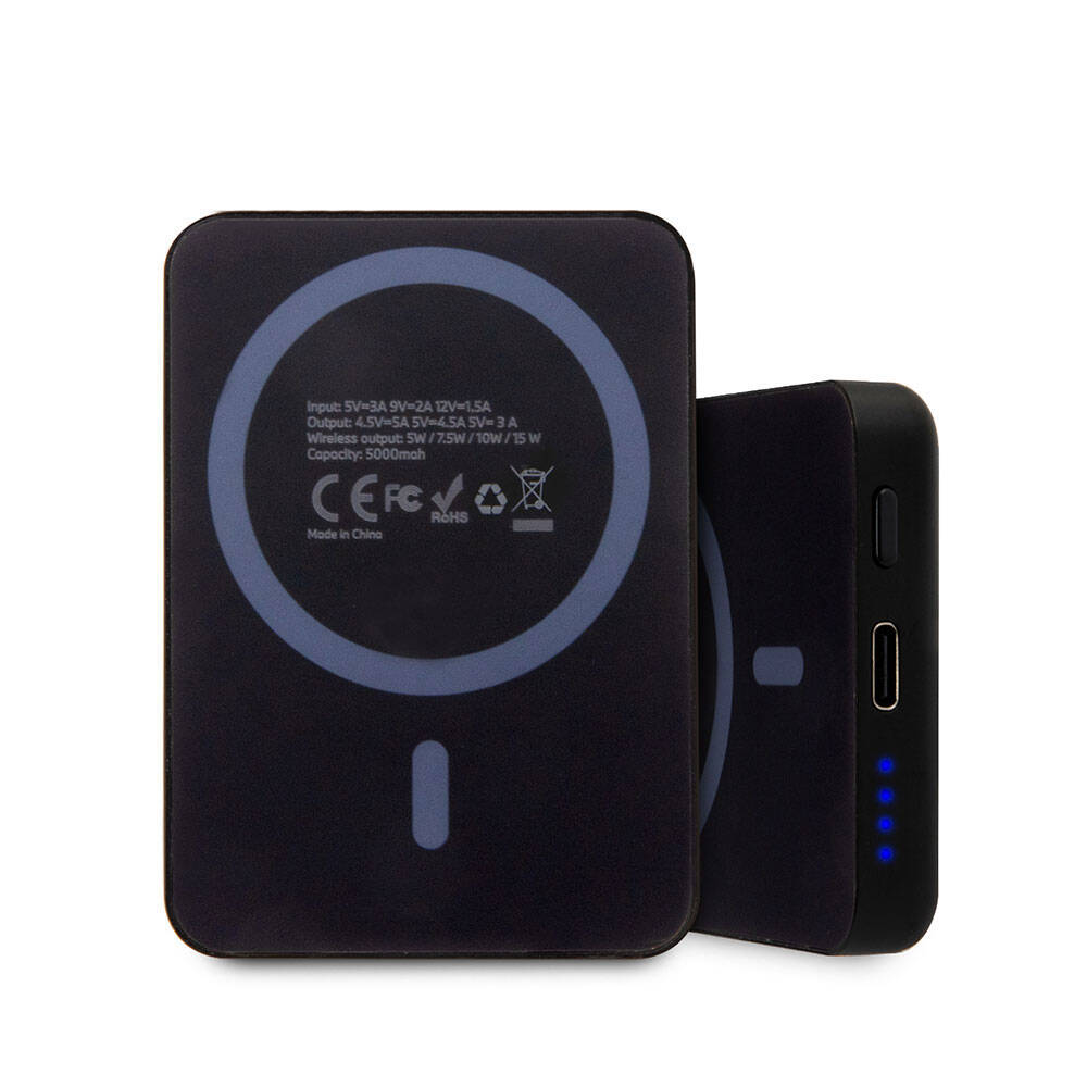 BMW Led Işıklı Göstergeli M-safe Magnetik Orjinal Lisanslı Powerbank 5000 Mah Siyah