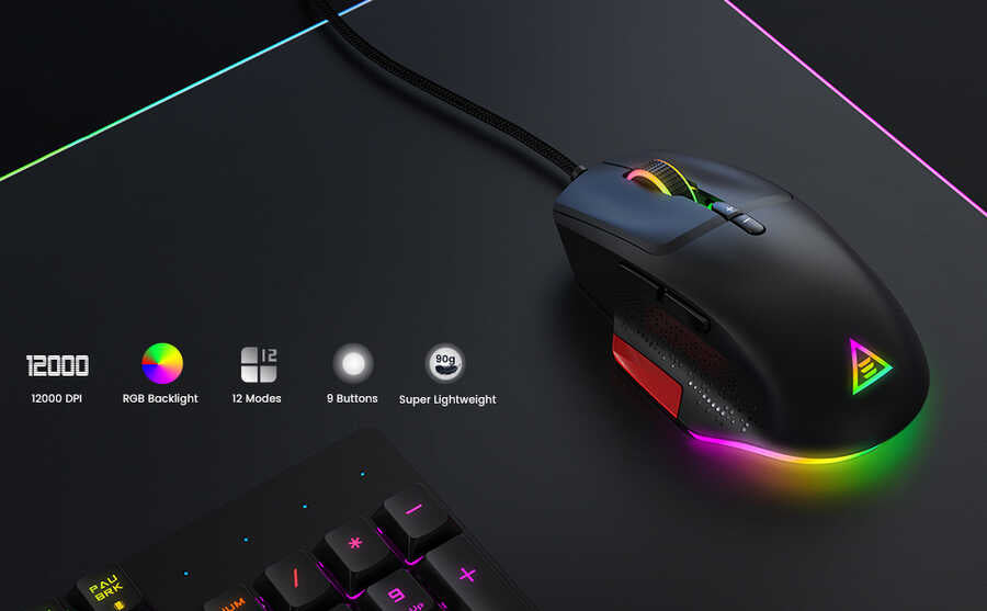 Eksa EM600 Kablolu 12 Modlu RGB Işıklı Oyuncu Mouse 12000 DPI Siyah