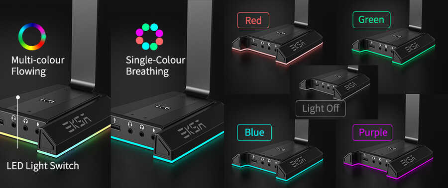 Eksa W1 7.1 Surround 3D Ses Dönüştürücü Kulaklık Standı Siyah