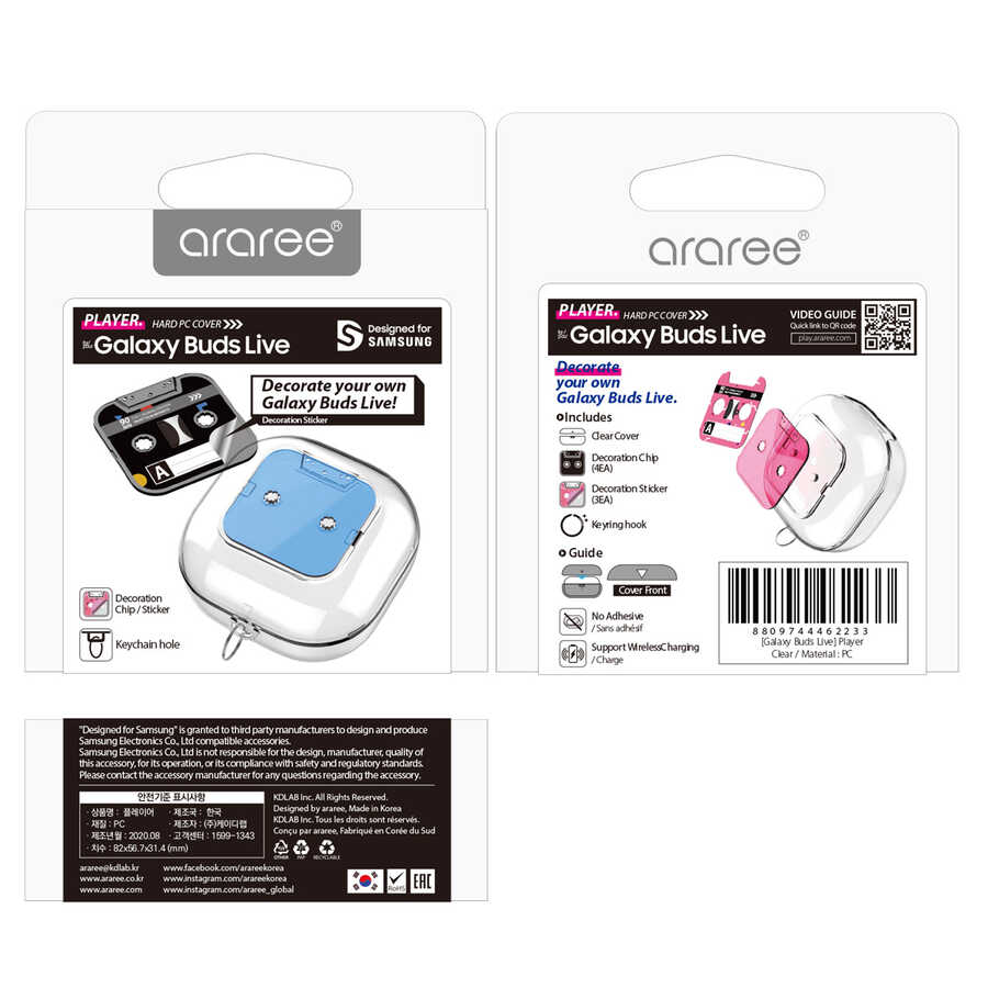 Galaxy Buds Live Kılıf Araree Player Kapak Renksiz