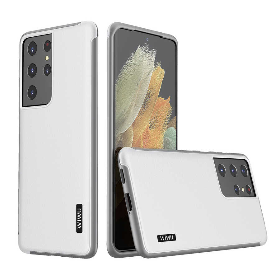 Galaxy S21 Ultra Kılıf Wiwu Sand Stone Kapak Beyaz