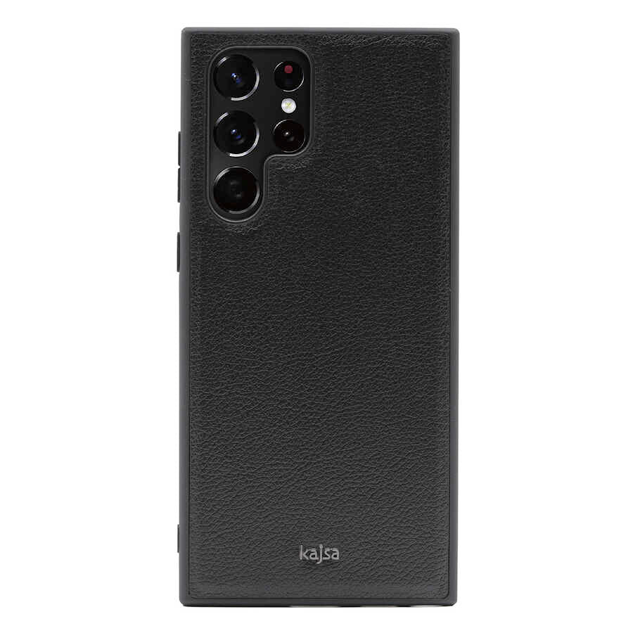 Galaxy S22 Ultra Kılıf Kajsa Luxe Collection Hakiki Deri Kapak Siyah