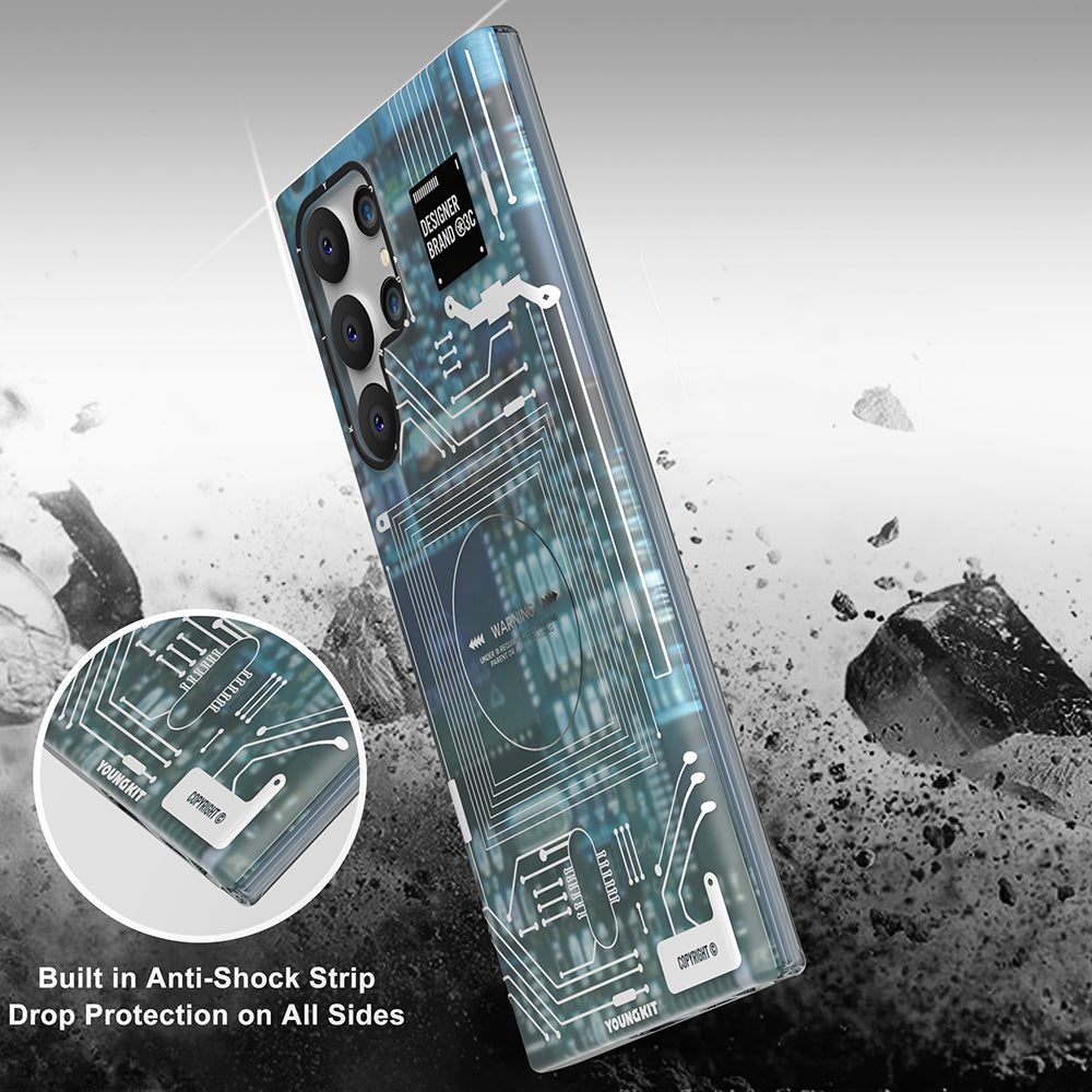 Galaxy S22 Ultra Kılıf YoungKit Technology Serisi Kapak Mavi