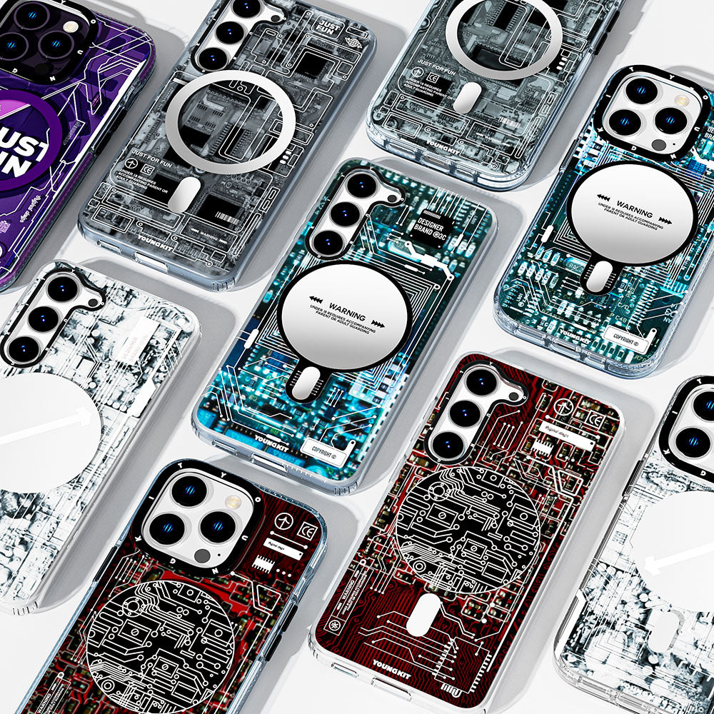 Galaxy S23 Kılıf M-safe Şarj Özellikli YoungKit Technology Serisi Kapak Kırmızı