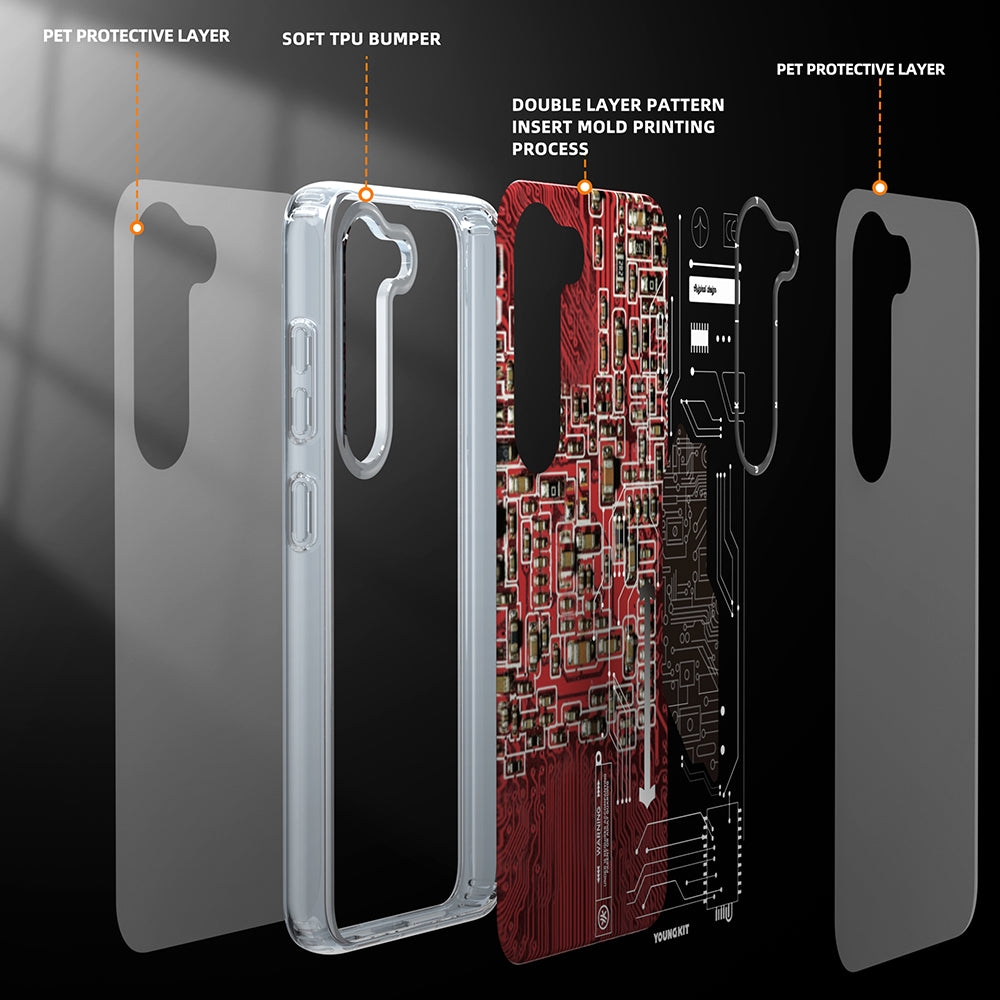 Galaxy S23 Kılıf YoungKit Technology Serisi Kapak Siyah