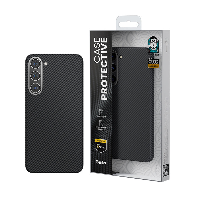 Galaxy S23 Plus Kılıf Benks M-safe Şarj Özellikli Magnetik ArmorAir 600D Kevlar Fiber Kapak Siyah