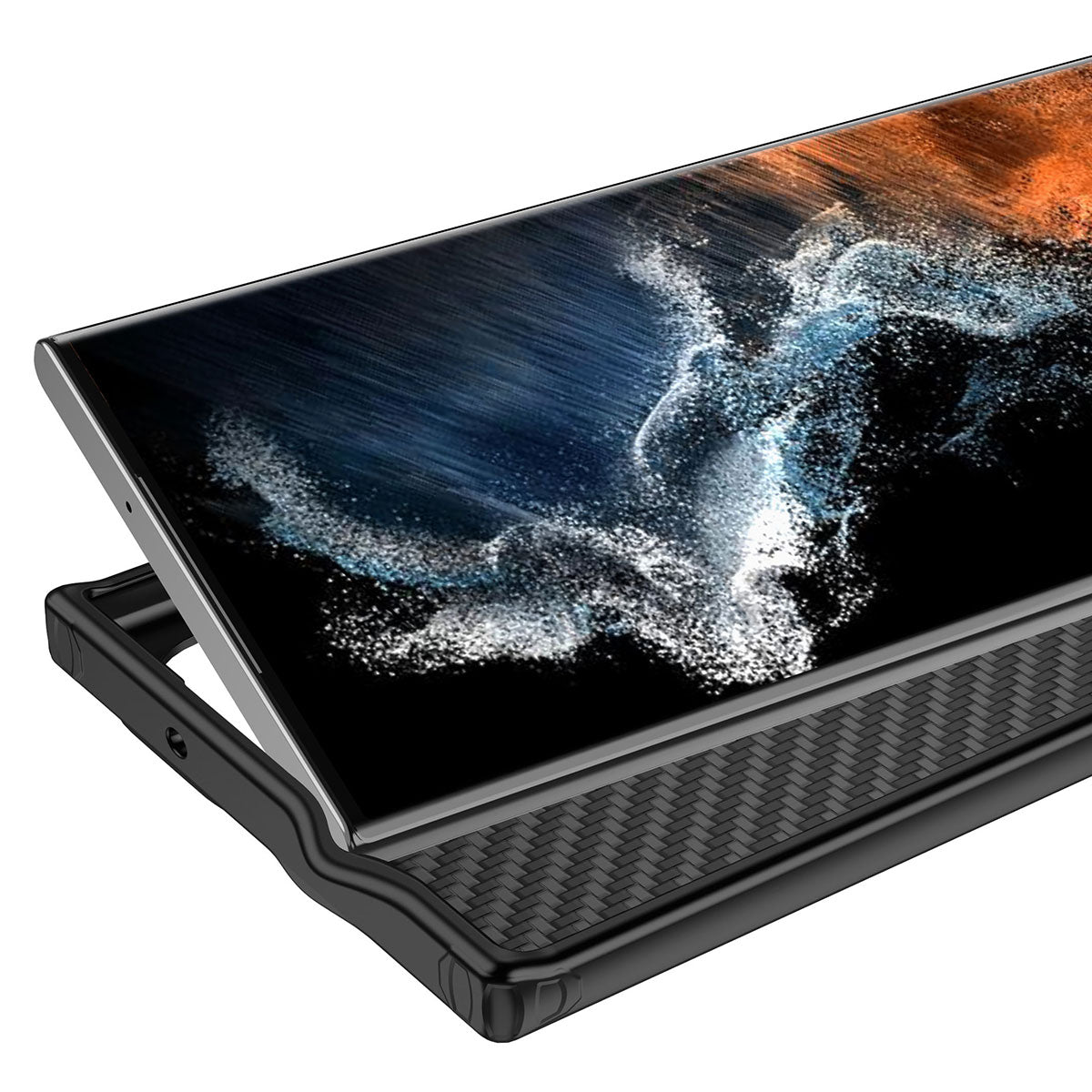 Galaxy S23 Ultra Kılıf Aramid Karbon Fiber M-safe Özellikli Wlons Radison Kapak Siyah