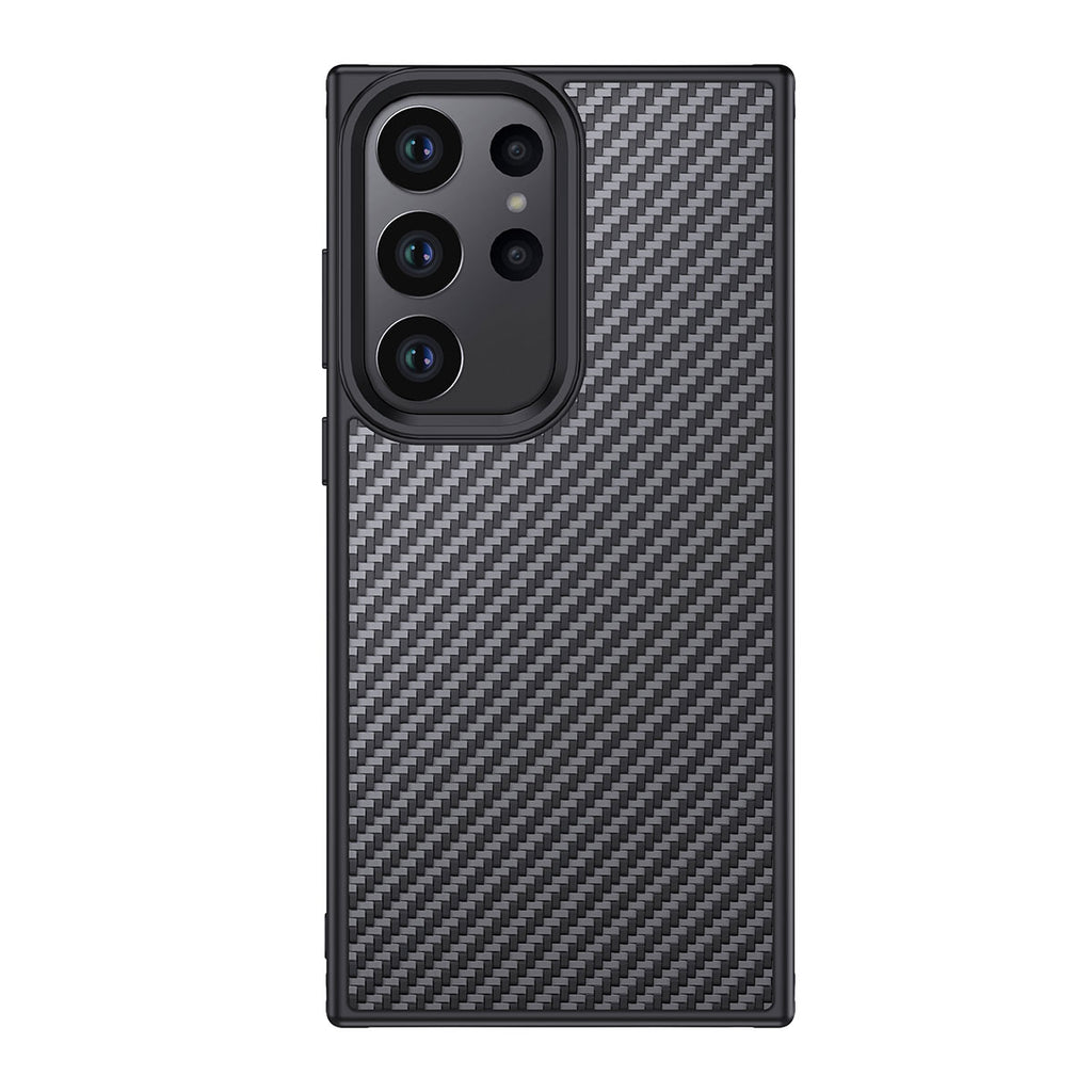 Galaxy S23 Ultra Kılıf Aramid Karbon Fiber M-safe Özellikli Wlons Radison Kapak Siyah
