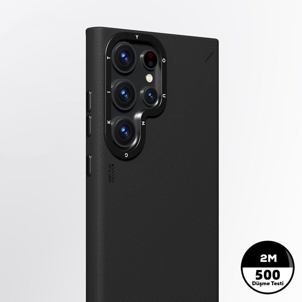 Galaxy S23 Ultra Kılıf M-safe Şarj Özellikli Basit Mat Deri Desenli Youngkit Tech Fashion Serisi Kapak Gümüş