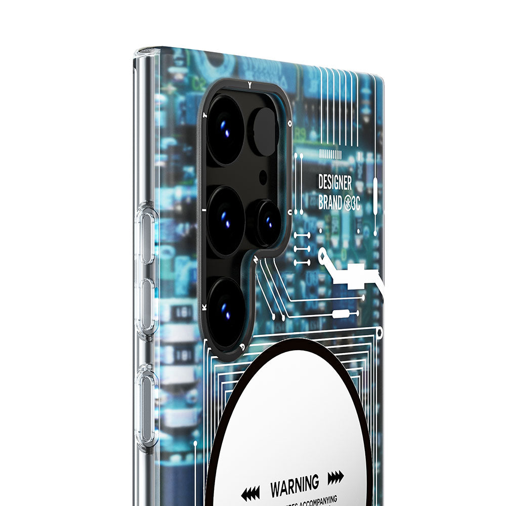 Galaxy S23 Ultra Kılıf M-safe Şarj Özellikli YoungKit Technology Serisi Kapak Mavi