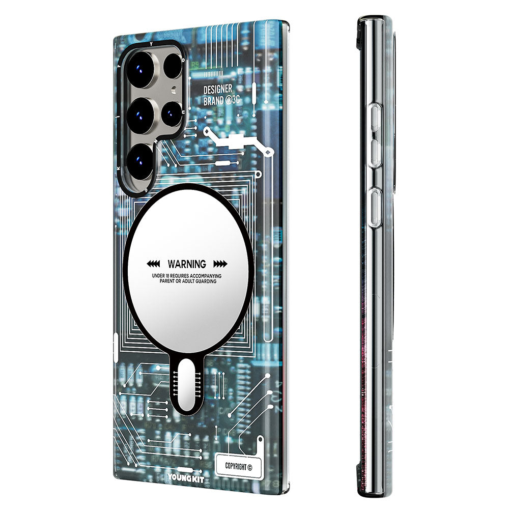 Galaxy S23 Ultra Kılıf M-safe Şarj Özellikli YoungKit Technology Serisi Kapak Kırmızı