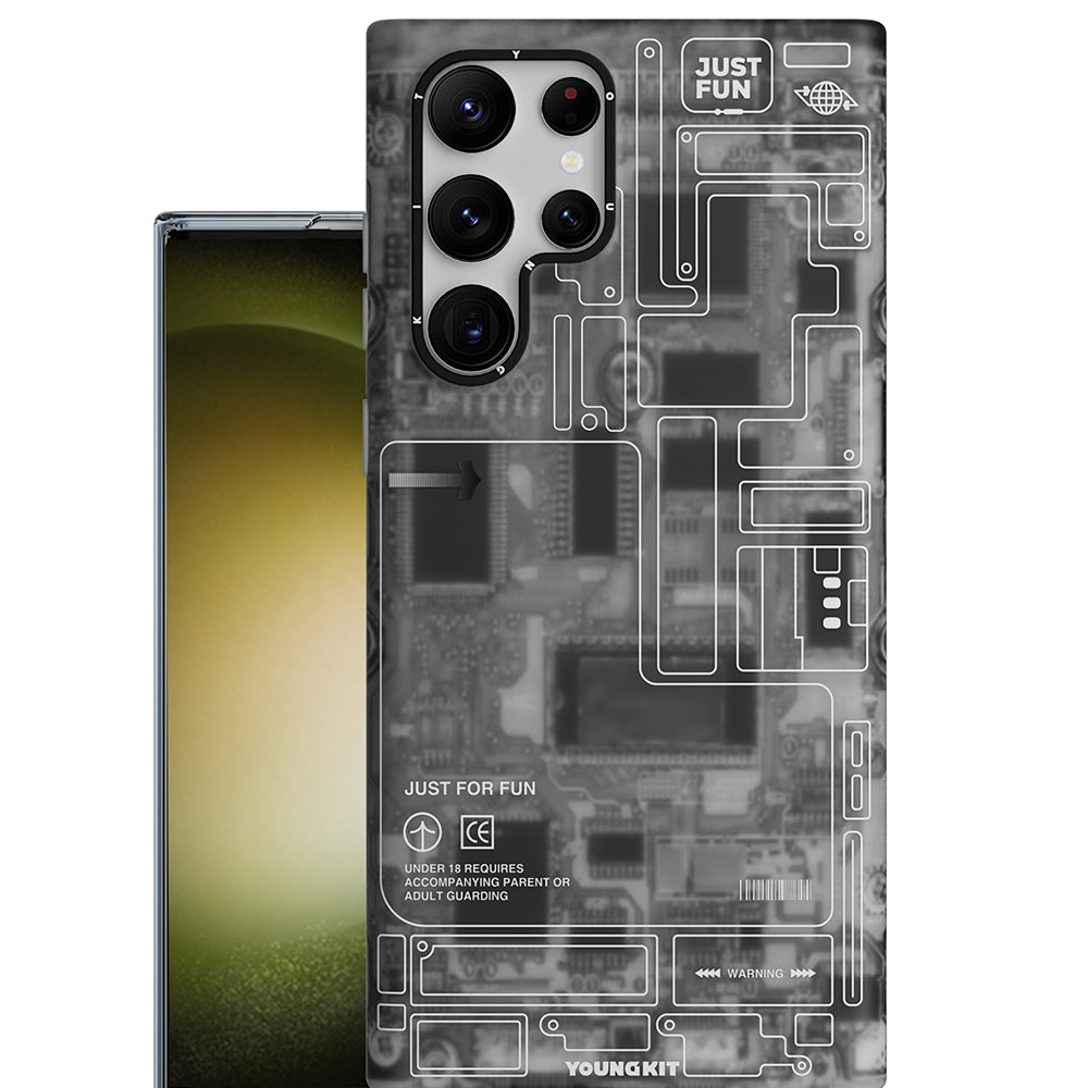 Galaxy S23 Ultra Kılıf YoungKit Technology Serisi Kapak Siyah