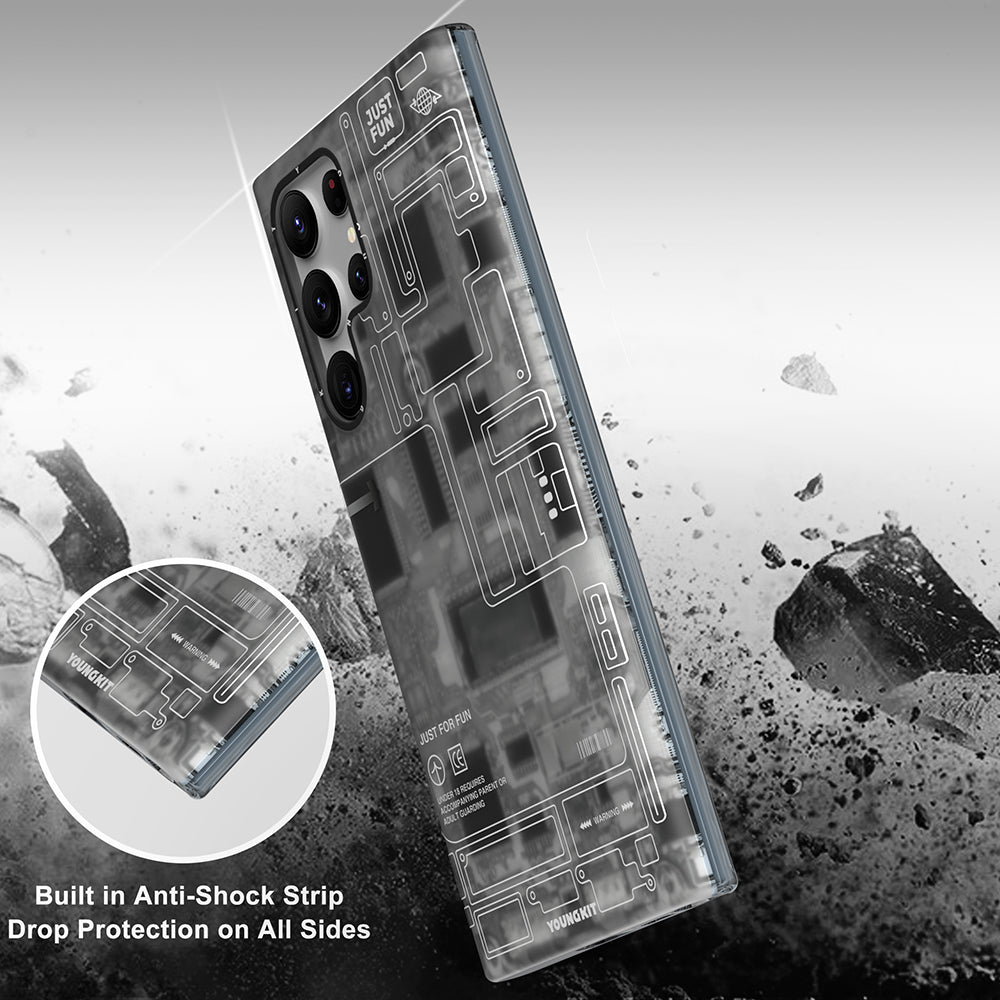 Galaxy S23 Ultra Kılıf YoungKit Technology Serisi Kapak Beyaz