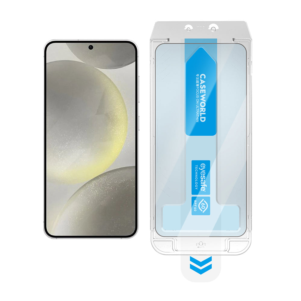 Galaxy S24 Plus CaseWorld Applicator Serisi 2.5D Eyesafe Mavi Işık Teknolojili 0.25mm Temperli Cam Ekran Koruyucu+ Uygulama Aparatı Şeffaf