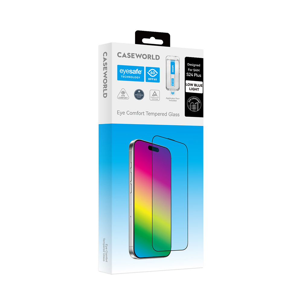 Galaxy S24 Plus CaseWorld Applicator Serisi 2.5D Eyesafe Mavi Işık Teknolojili 0.25mm Temperli Cam Ekran Koruyucu+ Uygulama Aparatı Şeffaf